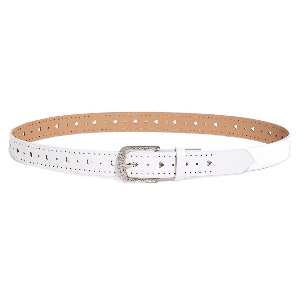 Love Heart Rhinestone Waist Belt Punk PU Leather Waistbands Adjustable Y2K Wide Belt  Spice Girl