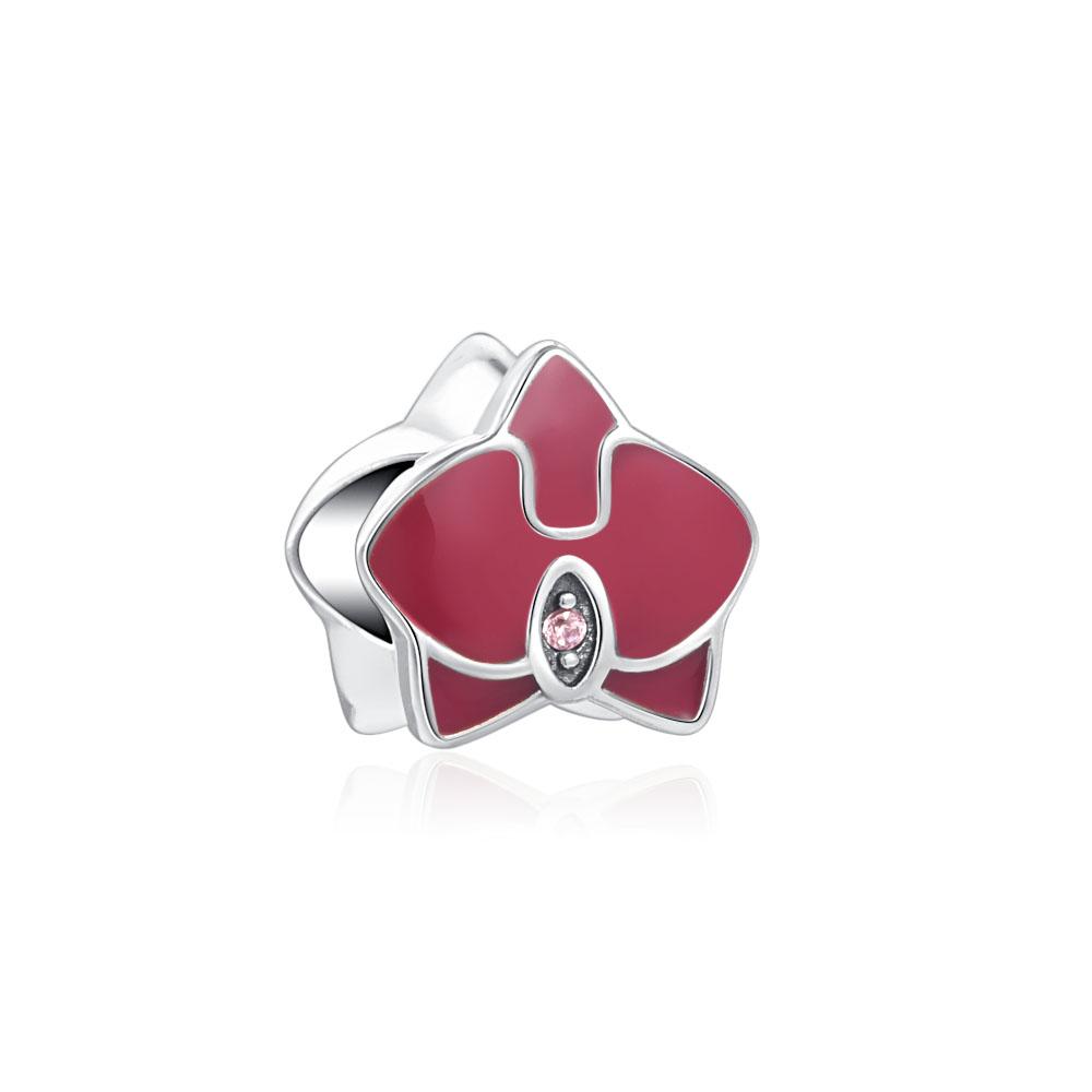 Original Copper Pink Spring Flower European Charm Pendant, Fit Women'S Fashion Bracelet Pendant In