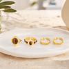 4Pcs/Set Finger Ring Set, Tiger Eye Stone Finger Ring Set, Adjustable Opening Stacking Rings for Women, Jewelry Gift