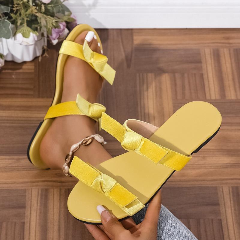 Women’s Bow Flat Slide Sandals Comfortable Summer Shoes