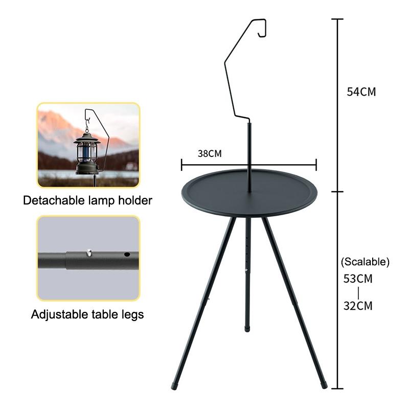 Outdoor Camping Table With/Without Lamp Stand Adjustable Telescopic Dining Table Abs + Steel Pipe For Camping Bbq Picnics