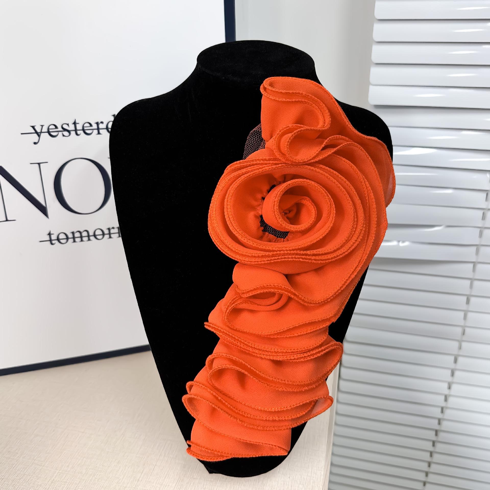 

European And American Retro Three-Dimensional Rose Flower Accessories, Dress Princess Dress Corsage Dress Applique Accessories X3348 orange