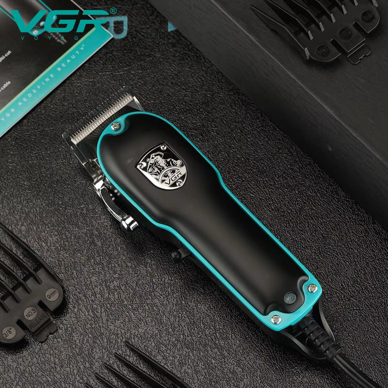 VGR V-123 Professional Men's High-power Corded Hair Clipper for Salon Electric Hair Clippers with Multiple Sizes Limited Combs and Adjustable Blades