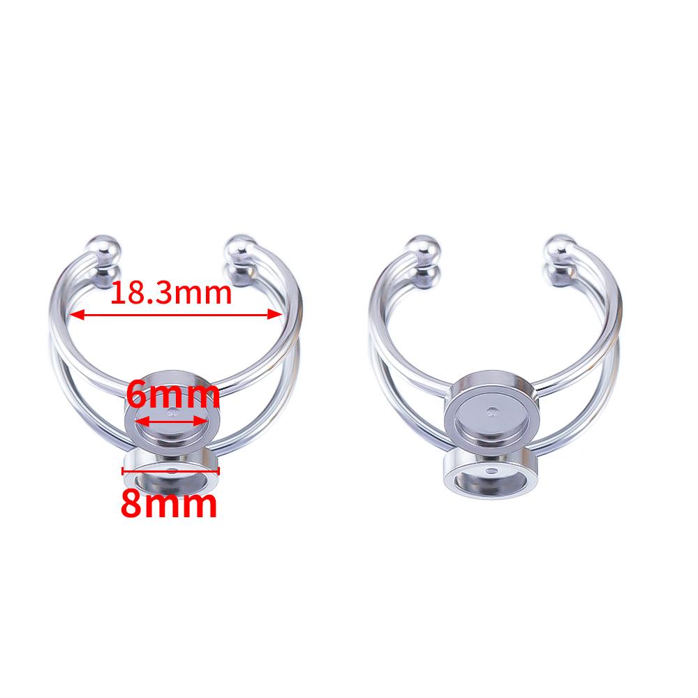 10pcs Adjustable Open Finger Ring Setting Stainless Steel 4mm 8mm 12mm Round Blank Ring Base Bezel Cabochon DIY Jewelry Making