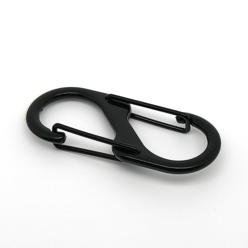 10Pcs Stainless Steel S Type Carabiner With Lock Keychain Hook Camping Key-Lock