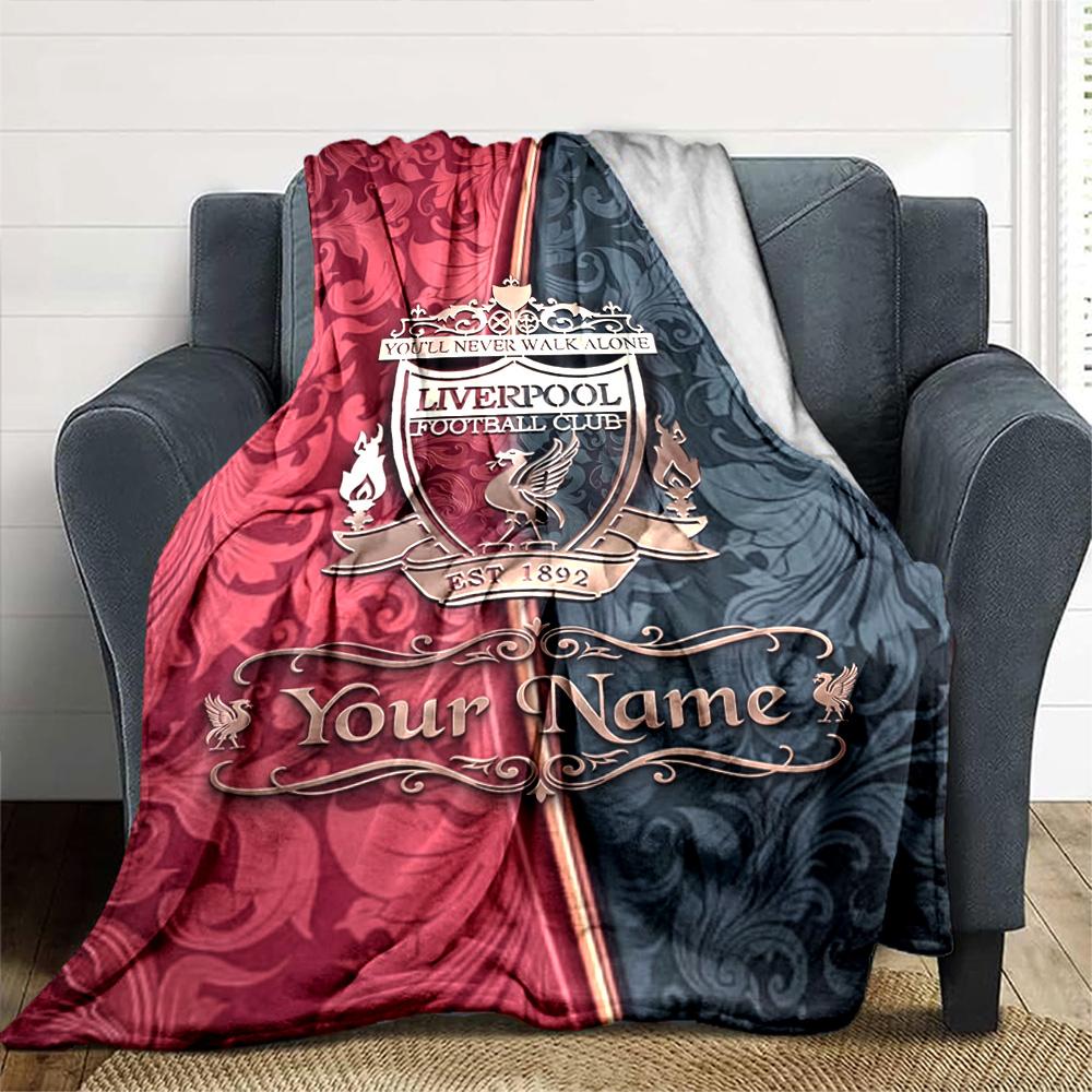 Liverpool Customize Text Blanket Gift Customizable Blanket Comfortable Perfect for Nap Chair Home Decor Picnics All-Season Use