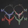 3psc Sweet and Romantic Three-dimensional Floral Women's Alloy Necklace Earrings Dignified and Elegant Banquet Dress Zircon Set