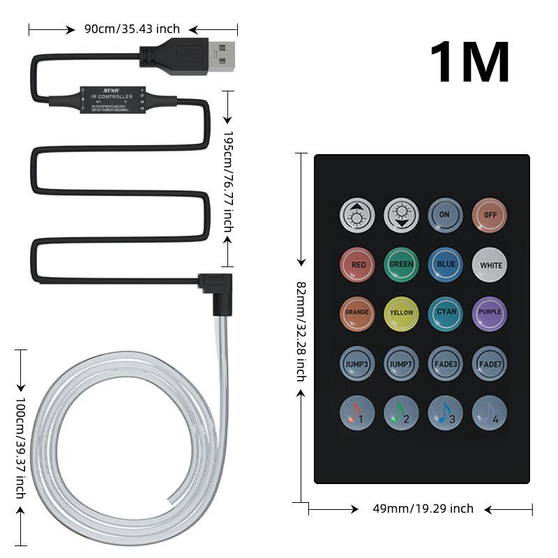 

5M Car Interior LED Strip Lights Remote USB Control Car Neon Lights Multicolor Car Decoration Light Strip RGB Atmosphere Light
