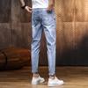 Summer Light-Colored Men's Jeans Straight Cropped Casual Jeans Trendy All-Matching Spring Summer Slim-Fit Long Skinny