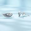 S925 Silver Angel Wings Earrings White Zircon Vintage Wing Stud Earring