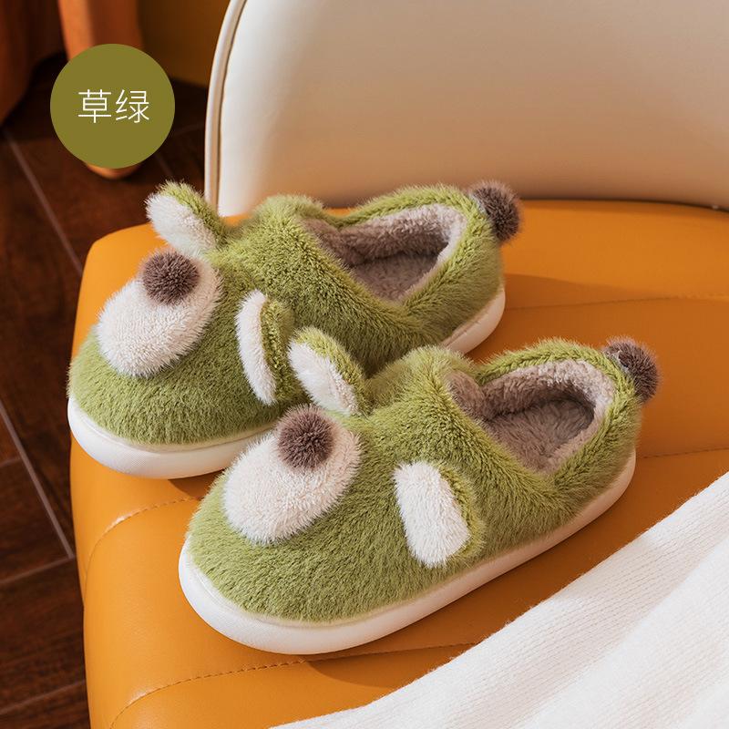 Autumn and Winter Couple Cotton Slippers for Female Home Use, Indoor Postpartum Warmth, Anti Slip Plush Home Furnishings, Cotton Slippers