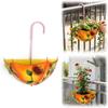 Painted Floral Hanging Flower Pot Metal Railing Plant Basket Wall Hanging Planter  Porch Railing