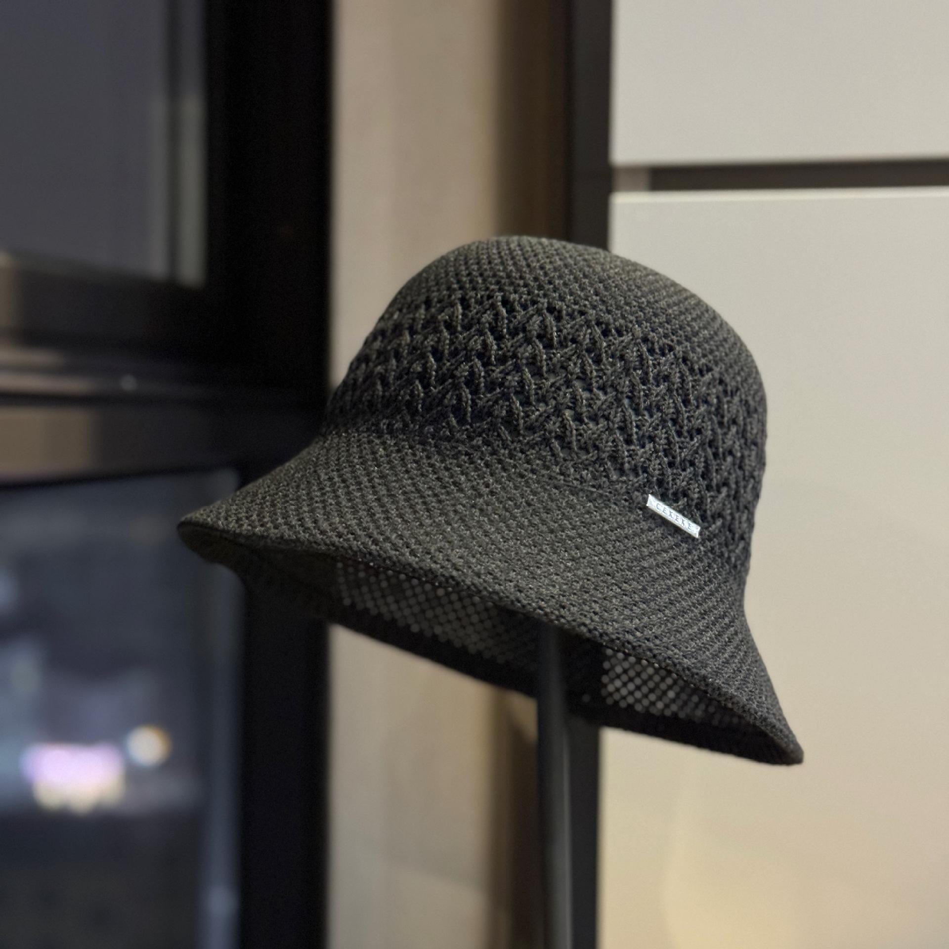 High-quality new summer knitted fisherman hat for women, hollowed-out sun protection hat, face-slimming bucket hat, fresh and stylish for outings Adult54-60Adjustable