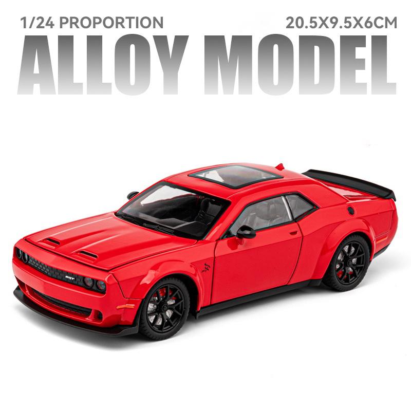 1:24 Challenger Hellcat Redeye Alloy Muscle Car Model Sound And Light Pull Back Children'S Toy Collectibles Birthday Gift
