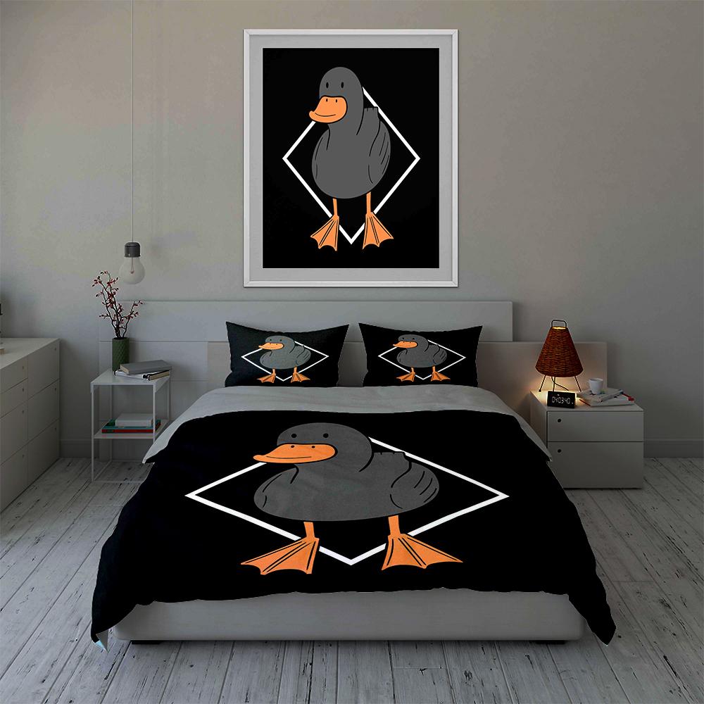 Duck geometric motif Bedding Duvet cover sets Duvet covers Pillowcases gifts (1 * Duvet Cover 2 * Pillowcases, without duvet insert)