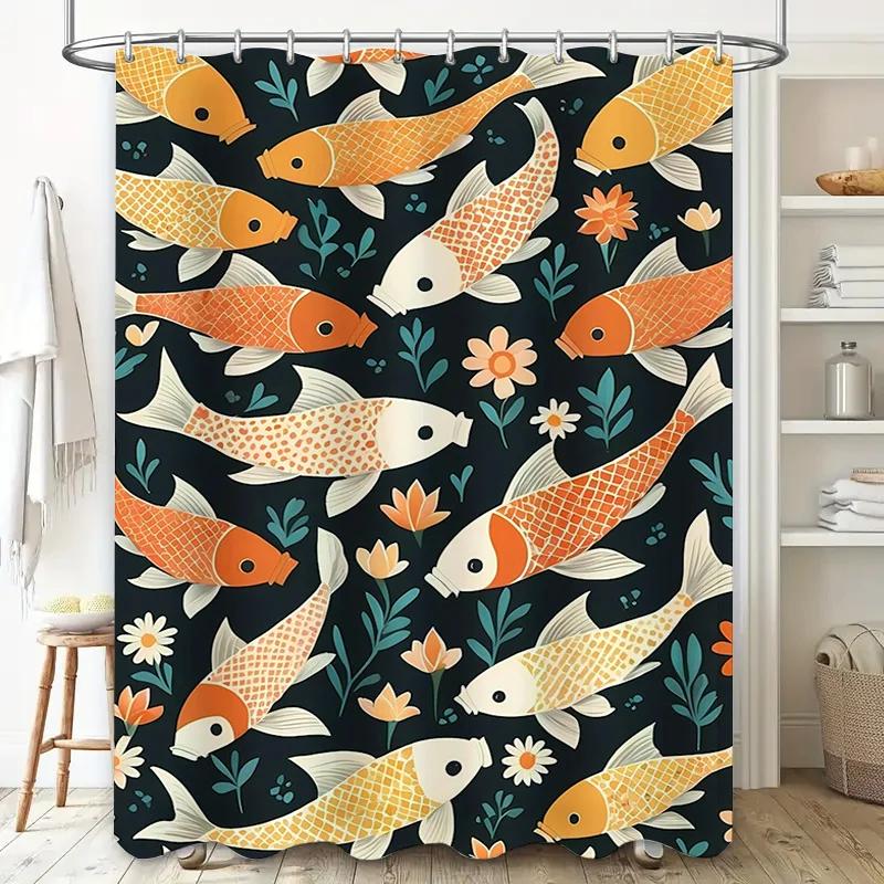 Яркая Цветочная Рыбка Занавеска для Ванны Современная Водонепроницаемая Накидка для Душа Декор Ванной Комнаты W90xH180cm