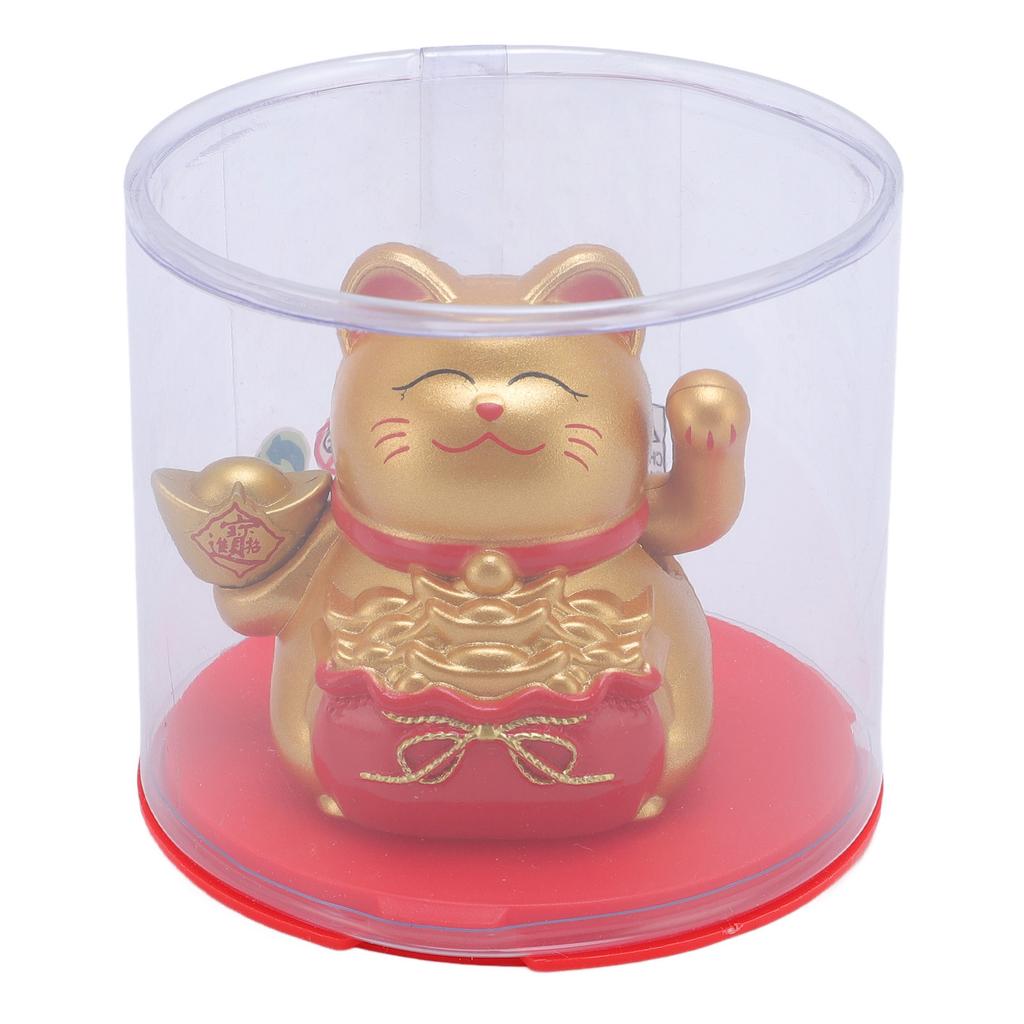 Feng Shui   Cat Solar Powered Waving Maneki Neko Decoration   Cat Statue for Home Shop Car Interior
