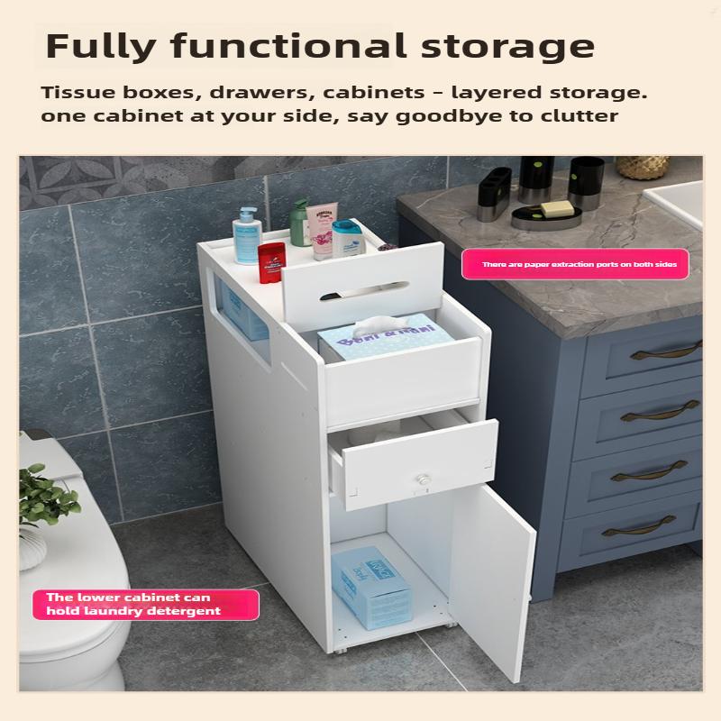 Space Saving Bathroom StorageCabinet with Adjustable Shelves,Waterproof NarrowTower Organizer forOver-Toilet Multifunctional Use