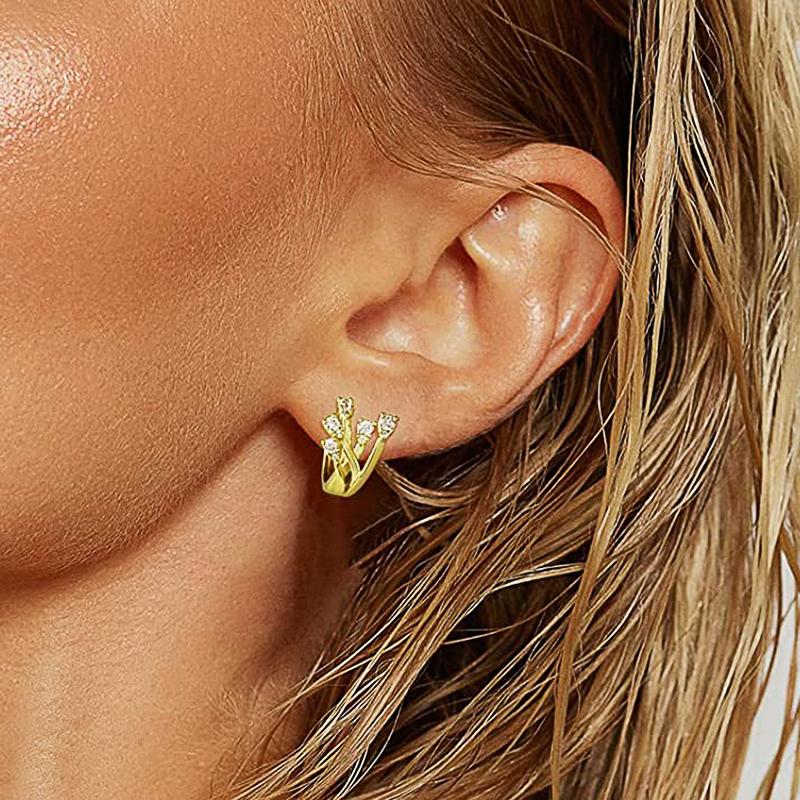 Huitan New Women Hoop Earrings Gold Color Statement Accessories for Wedding Party Temperament Female Earrings Trendy Jewelry