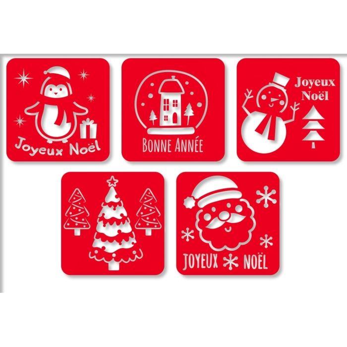 Christmas and Happy New Year Stencils 15x15cm 5 Pieces