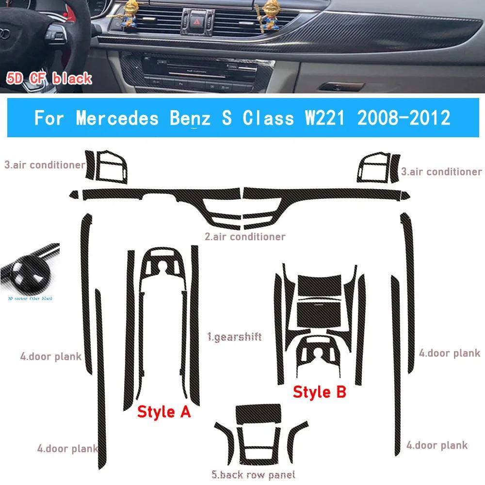 

Car-Styling Carbon Fiber Car Interior Center Console Color Change Molding Sticker Decals For Mercedes Benz S Class W221 2008-12 Style B