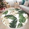 Tropisches Blatt Runder Teppich Monstera Palmenmuster Rutschfester Dekorativer Teppich Weiche Bequeme Fußmatte für Wohnzimmer Schlafzimmer