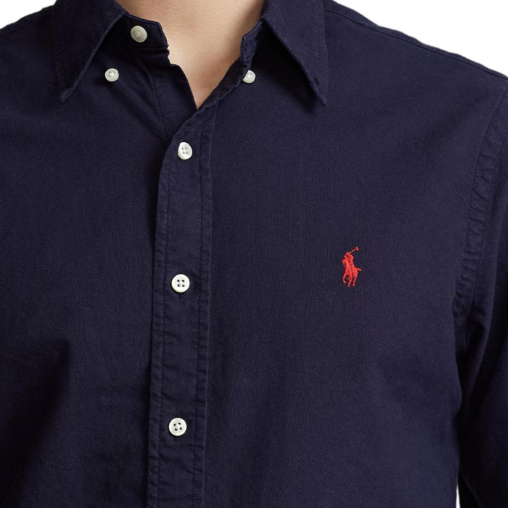 Polo Ralph Lauren Solid Color Pony Embroidered Single-Breasted Long Sleeve Shirt Men shirts Navy-Blue MNPOWOV16810335-B82
