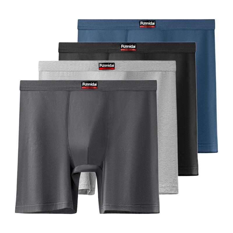 4 Pcs Men's Underwear Long Leg Plus Size Boxer Shorts Oversize Underpants Cotton Undies Loose Panties Fit 60-210KG