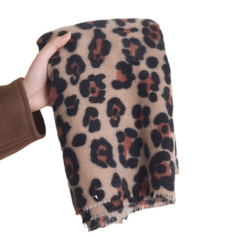 Tassel Leopard Print Scarf Plush Long Cashmere Shawl Classic Luxury Pashmina Scar  Women/Men