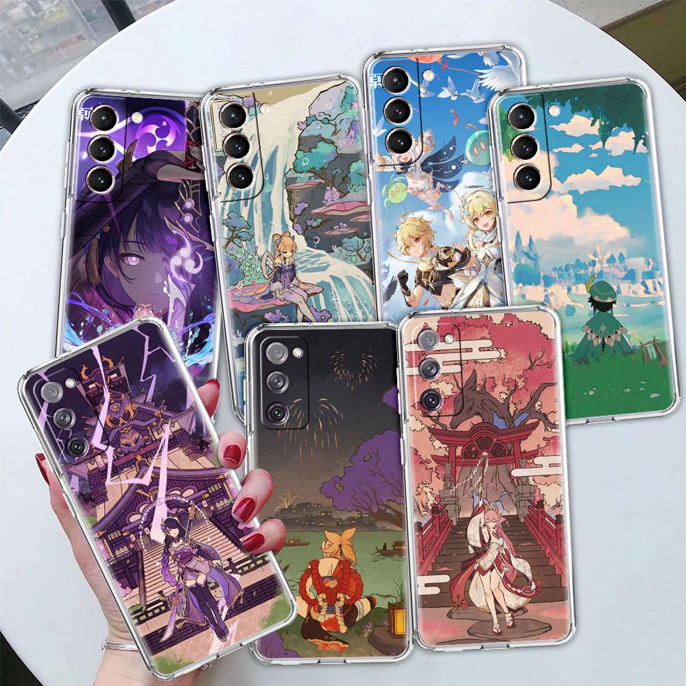 

Чехол для телефона Samsung Galaxy S22 S20 S21 Ultra S10 S9 S8 Plus FE Note 20 10 Lite 9 прозрачный чехол Fundas Genshin Impact Beelzebul Samsung Note 10 Lite