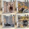 Wild Brown Bear Shower Curtains Funny Animals Autumn Rural Forest Landscape Bath Curtain Modern Fabric Home Bathroom Decor Set