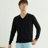 Autumn and Winter V-neck Round Neck Men's Knit Sweater Simple Wind Wild Color Pure Color Pullover Sweater Bottoming Business Sweater