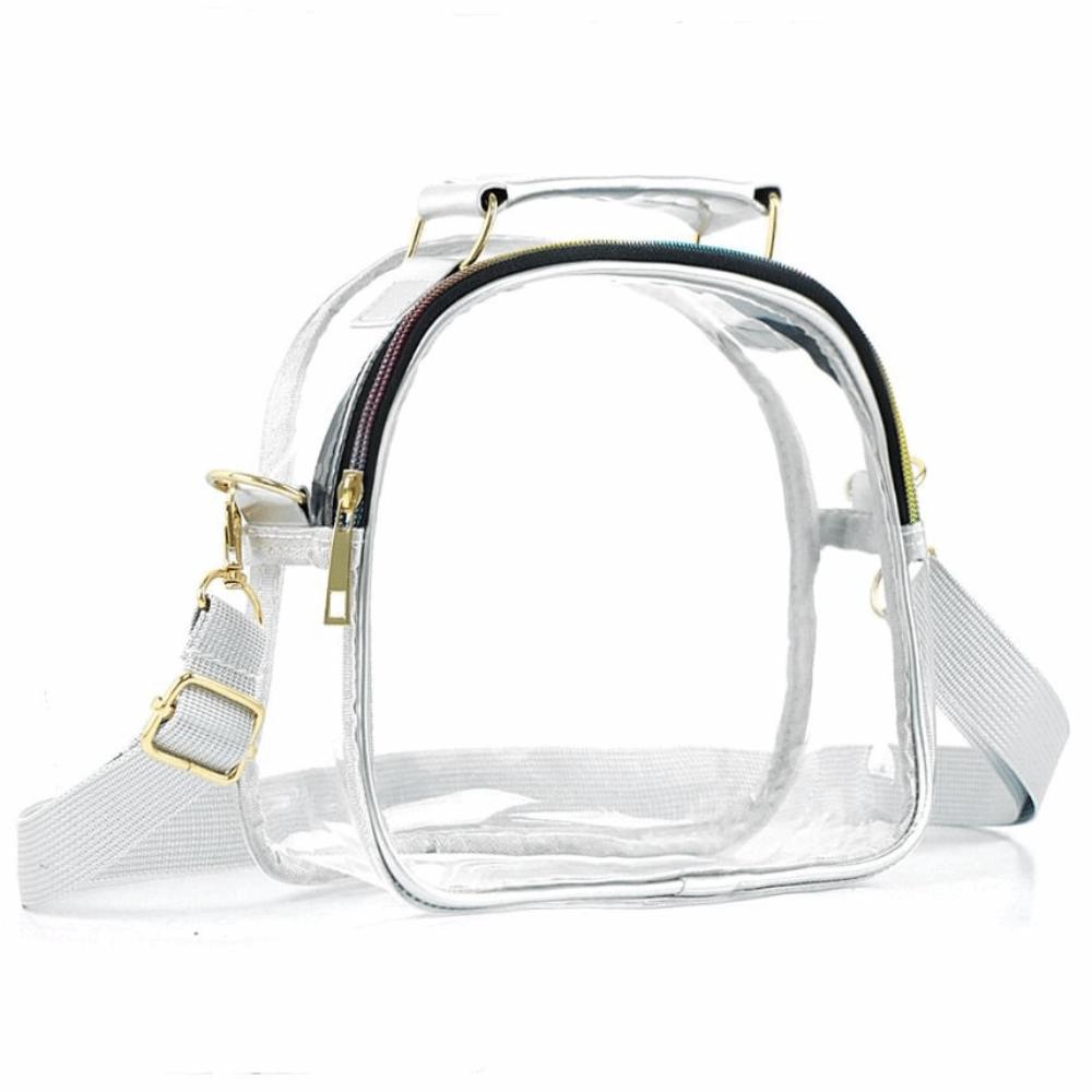 

PVC Jelly Shoulder Bag Transparent Chest Bags Sling Bag Lipstick Handbag Unisex White-without front pocket