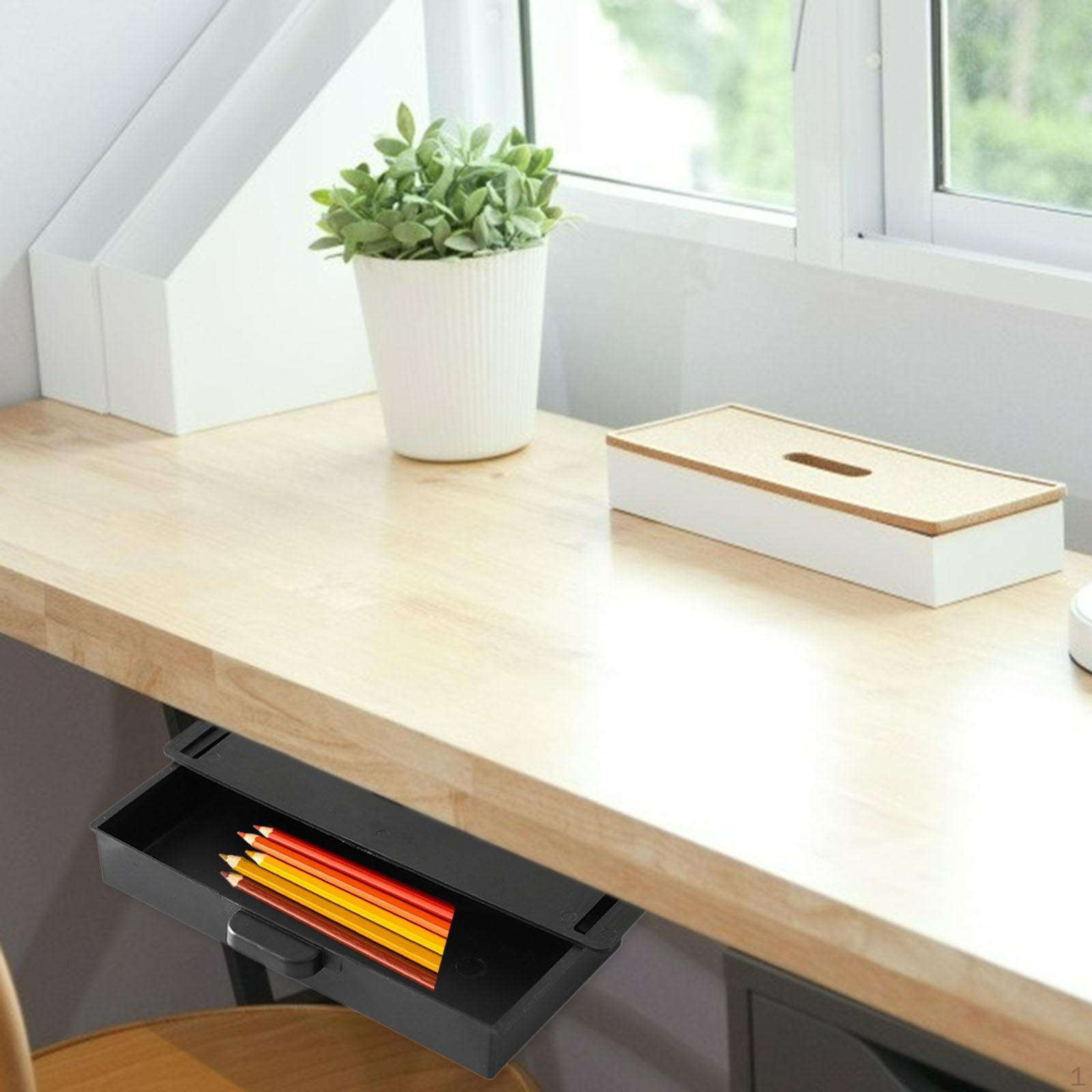 Прочный пластиковый выдвижной ящик для хранения карандашей и канцелярских принадлежностей, самозакрывающийся, с высокой несущей способностью для чёрный