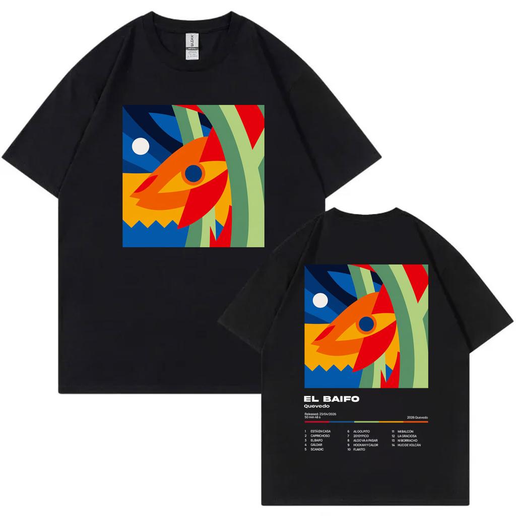 Rapper Quevedo 2026 New Album El Baifo Cover Graphic T Shirts Fashion Y2k Short Sleeve Tshirt Unisex Unisex Casual Loose Tshirts