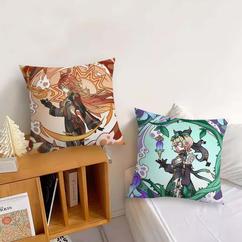 Game Genshin Impact cute e cushion cover Pillow Cover Decoration Room Home Sofa living Office Car Nordic Simplicity