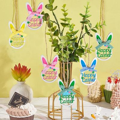 4/8pcs Easter Wooden Decorative Ornaments,Handcrafted Hanging Decorations with Bunny ,Holiday Hangings,For Home,Party Decor