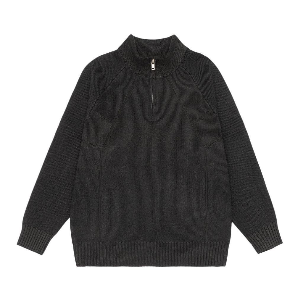 2025 Men's High Neck Zipper Sweater - American Style Autumn/Winter Knit Pullover, High-End Outerwear, Plus Size Available