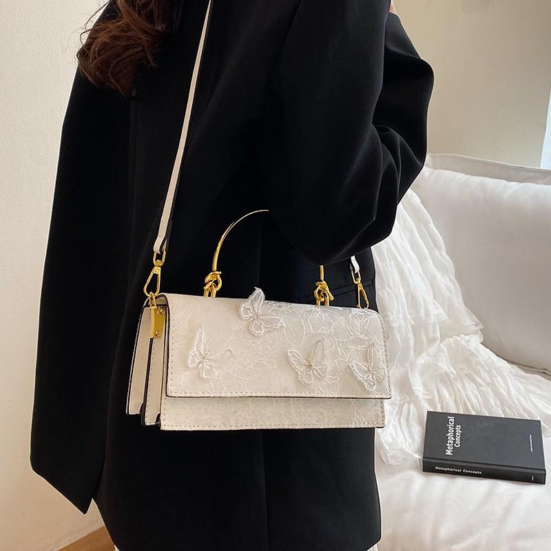 Women's Bag 2026 New Style Sen Series Sweet Fashionable Lace Butterfly Western-style Single-shoulder Chain Small Square Bags