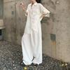 Shirt Top Loose Sense Suit Women's Summer Fashion Casual Wide-leg Pants Two-piece Suit