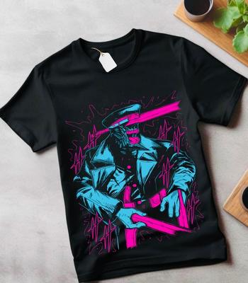 Koszulka Chainsaw Man Chainsaw Man Anime CSM Denji Power Czarna Koszulka Wszystkie Rozmiary
