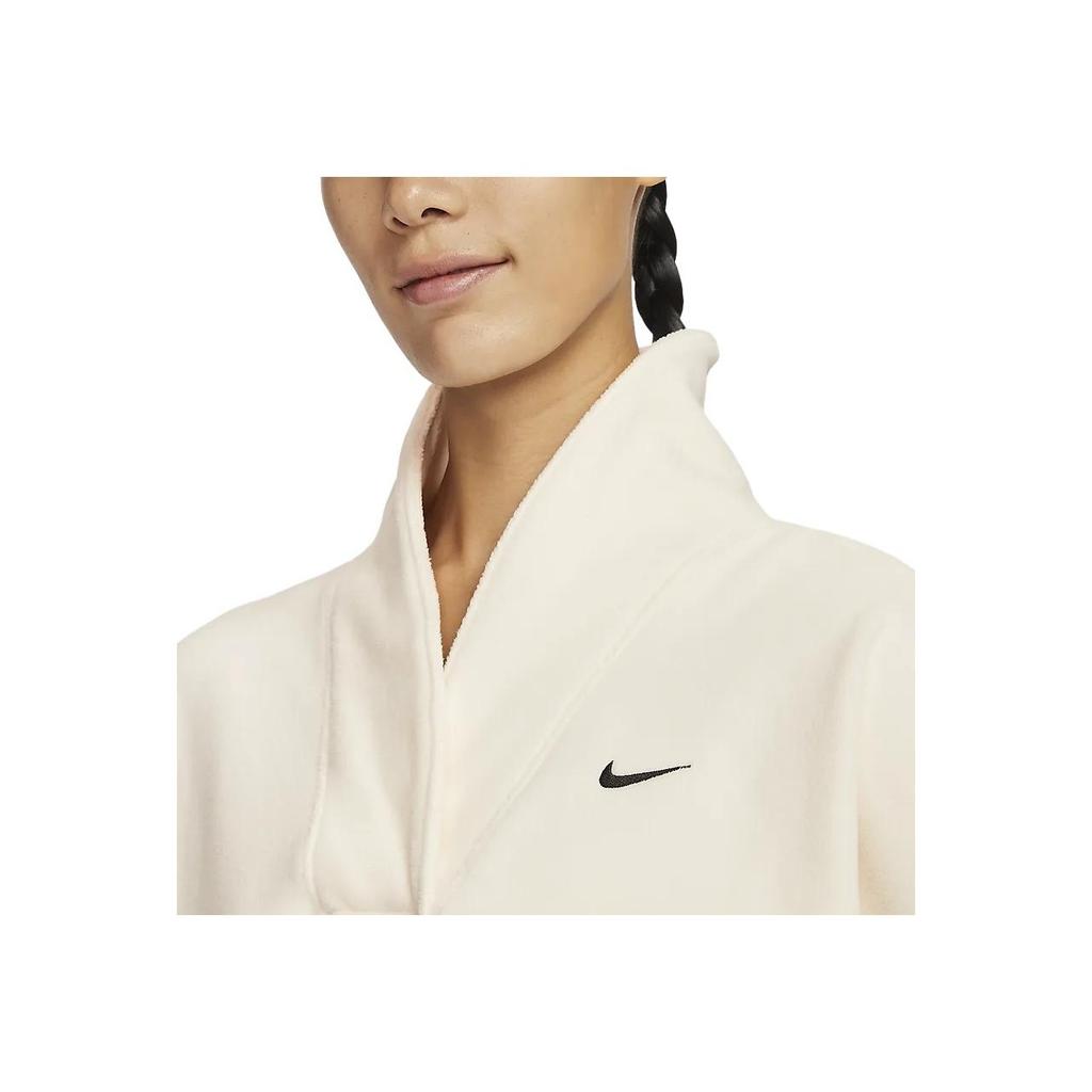 Nike Therma-FIT One Loose V-Neck Fleece Sweatshirt Women Tops Light-Ivory FB5643-110
