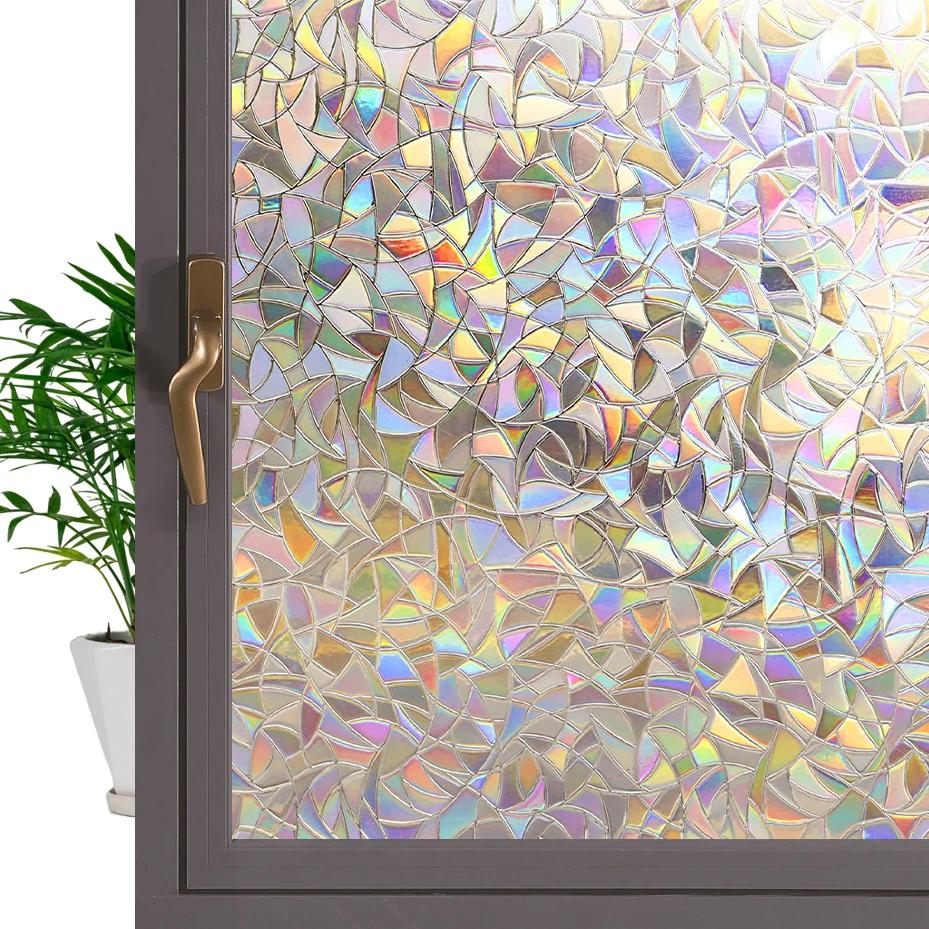 3D Krystall Vindusfilm Personvern Beskyttelse Glass Vinyl Farget Statisk Selvklebende Fester Hjem Dekorativt Vindusklistremerke for Glass