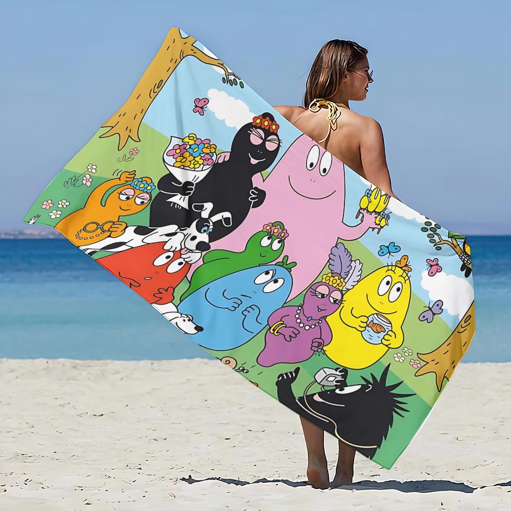 

Cartoon Barbapapa Beach Towel Microfiber Sand Free Quick Dry Soft Sandproof Pool Towels Gift for Women Travel Gym Shower Camping W40*H60(CM)