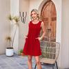 European American Women's Sleeveless Drawstring Pocket Dress - Round Neck Print