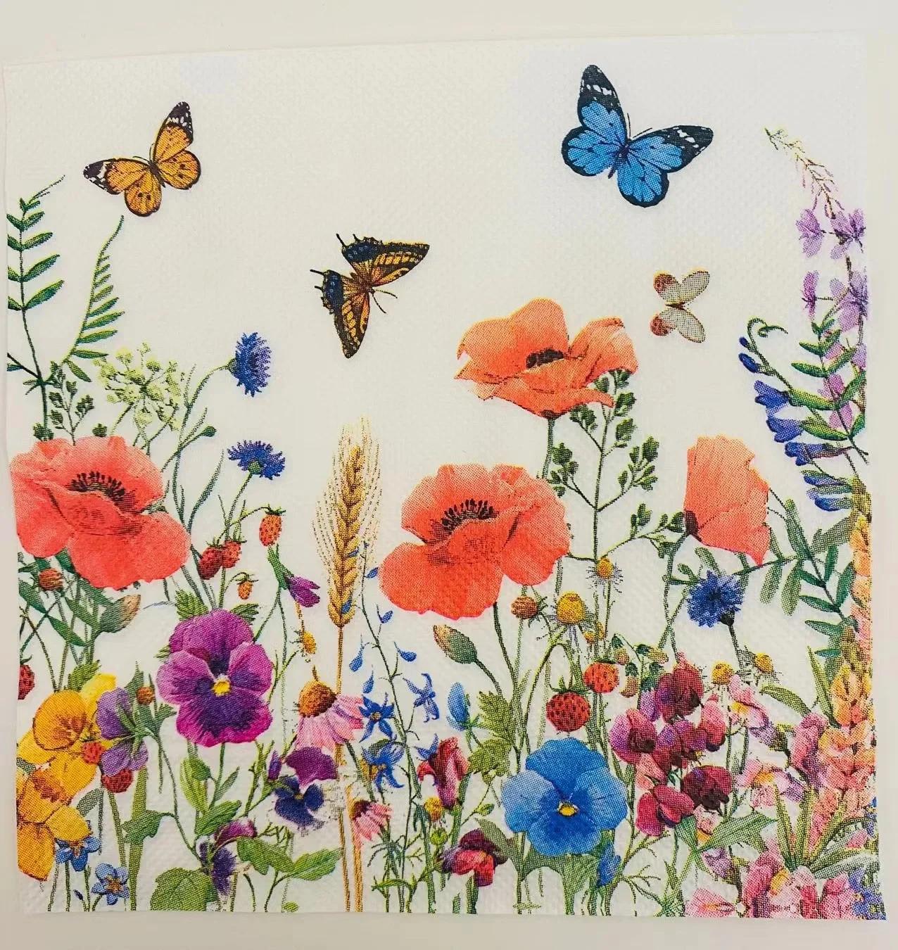 

20 шт./пакет праздничные печатные салфетки для вечеринок цветные бумажные цветы ресторан