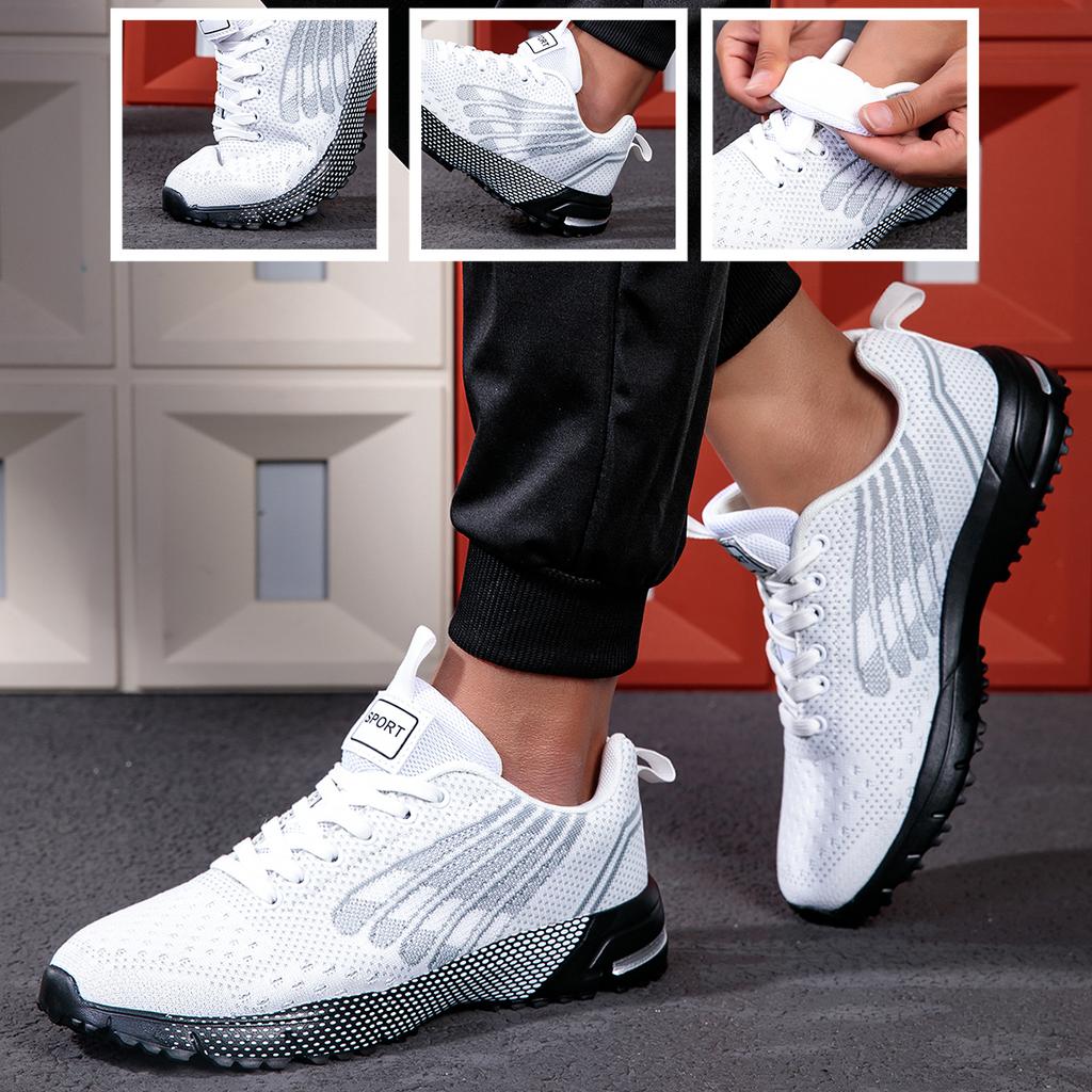 Men's Fashionable Running Casual Shoes Breathable Sports Shoe White Lace Up Skateboard Walking Shoes 2025 Outdoor Hiking Shoes