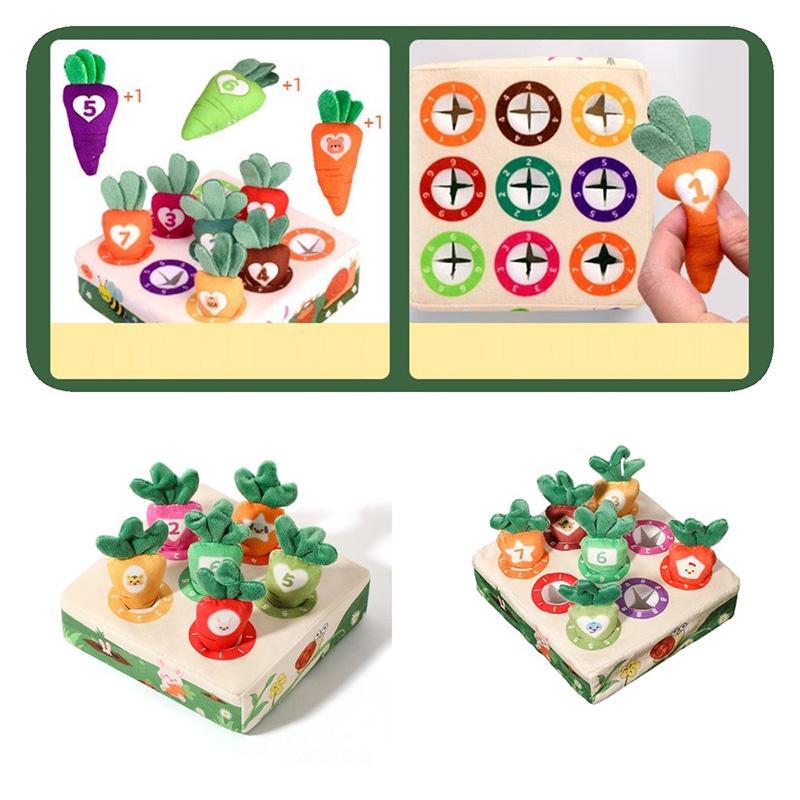 Educational Plush Toy For Children Shape Color And Number Recognition Farm Carrot Puller