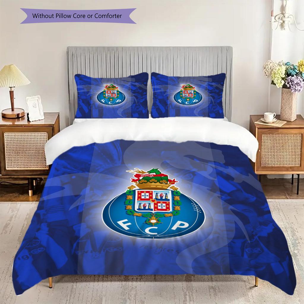 Porto Football Club Emblem Bedding (1 * duvet cover + 2 * pillowcase, without core) 2D Flat Christmas birthday gift Duvet cover and pillowcase