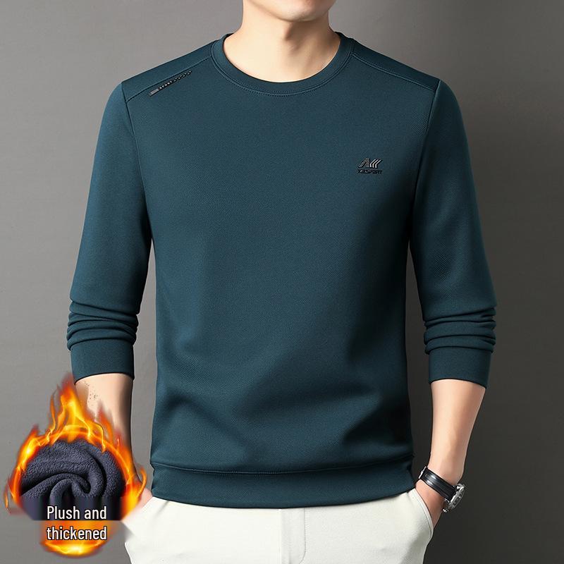 2025 Herren Fleece-gefüttertes lässiges Rundhals warmes Sweatshirt Langarm-T-Shirt Winterkollektion